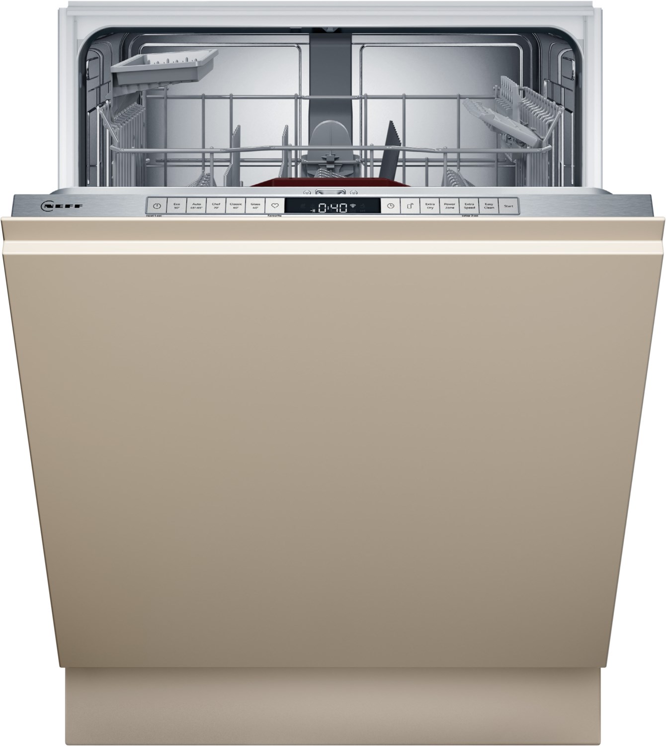 Bild von Neff S275EAX08E, N 50, Smarter XXL Geschirrspüler Vollintegriert, 60 cm, Besteckkorb, Made in Germany, automatische Türöffnung, besonders leise Spülmaschine, höhenverstellbarer Oberkorb, Aqua Stop