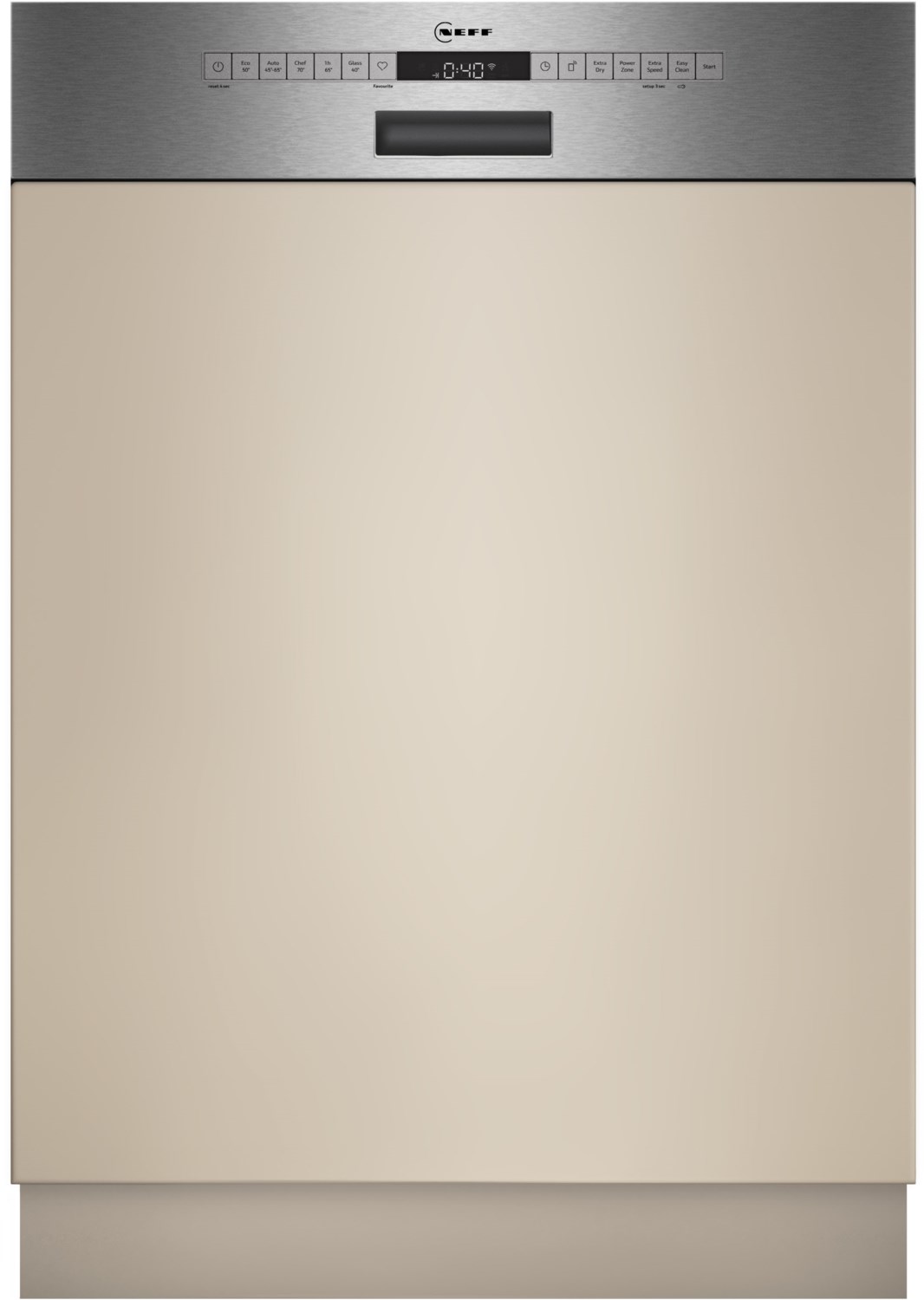 Bild von Neff S145EAS01E, N 50, Smarter Geschirrspüler Teilintegriert, 60 cm, Besteckkorb, Made in Germany, automatische Türöffnung Open Dry, besonders leise Spülmaschine, Oberkorb höhenverstellbar, Aqua Stop