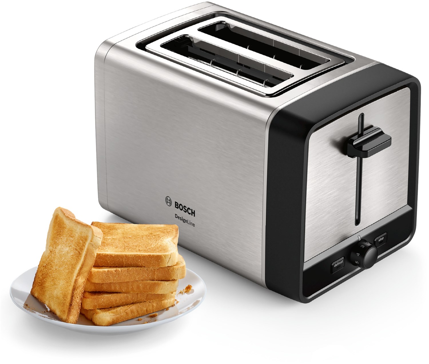 Bild von Bosch TAT5P420DE Toaster 2 Scheibe(n) Schwarz - Silber 970 W (TAT5P420DE)