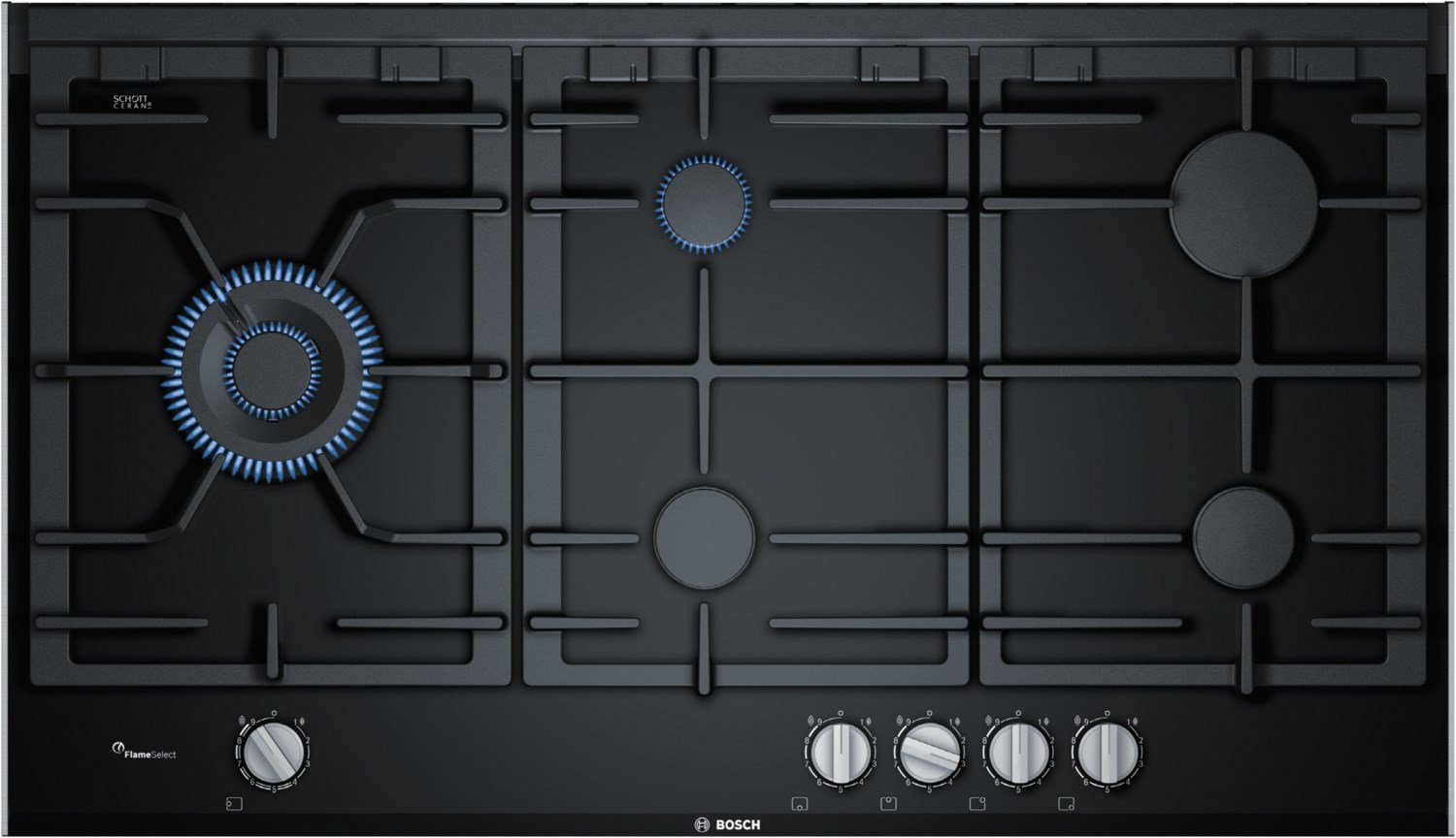 Bild von BOSCH Gas-Kochfeld PRS9A6B70D, Schwarz, Gas, 5 Kochzonen, Wok Brenner