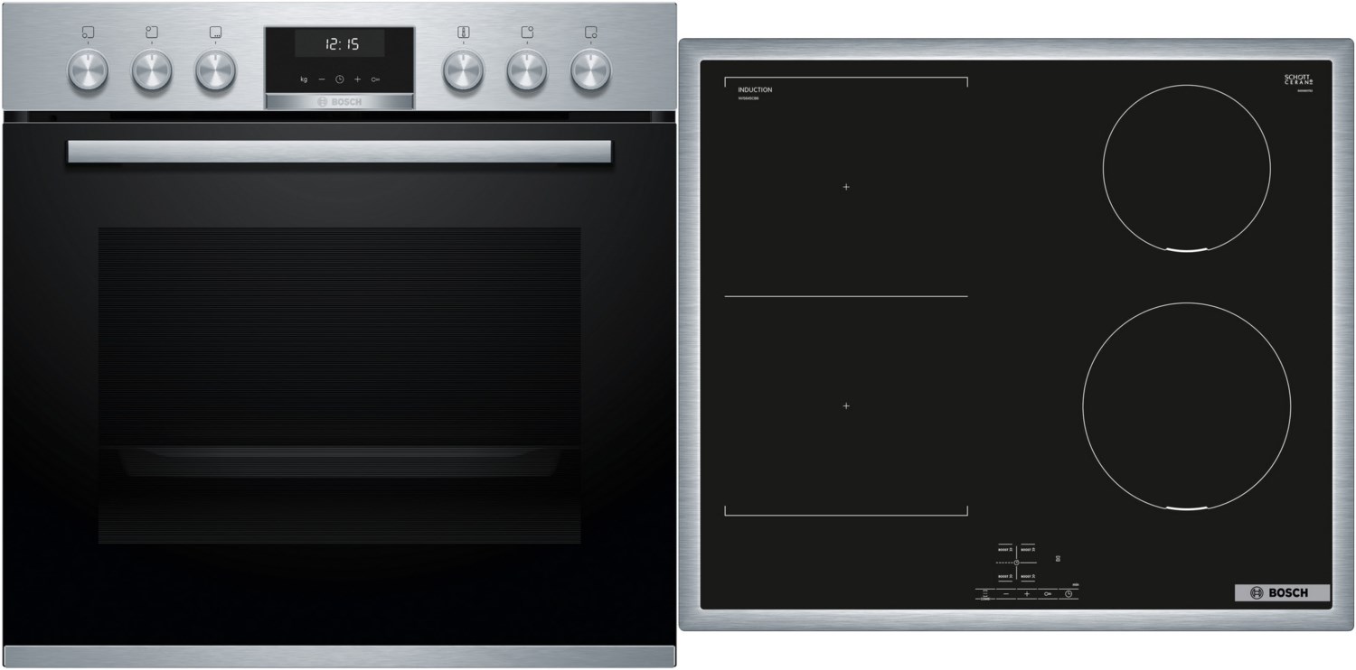 Bild von Bosch HND616LS62 Herd-Induktionskochfeld-Kombination (herdgesteuert), 59,4 cm breit, 3D-Heißluft - Backen auf 3 Ebenen, AutoPilot 10 - Automatikprogramme, Weiße LED-Display-Steuerung, Versenkknebel
