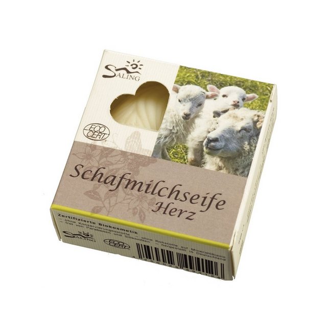 Bild von Saling Handseife Schafmilchseife - Herz weiß Faltschachtel 65g