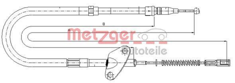 Bild von METZGER 10.9872 Handbremsseil Bremsseil, Seilzug Feststellbremse hinten links 1845/1028 Trommelbremse COFLE MERCEDES-BENZ: T1 Van