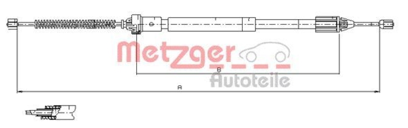 Bild von METZGER 11.6597 Handbremsseil Bremsseil, Seilzug Feststellbremse hinten links 1336/1000 Trommelbremse COFLE