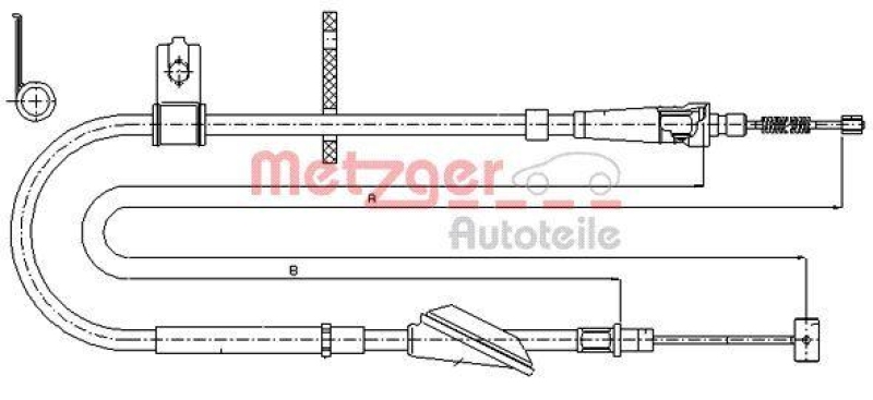 Bild von METZGER 17.5045 Handbremsseil Bremsseil, Seilzug Feststellbremse hinten rechts 1523/1276 COFLE SUZUKI: IGNIS 2