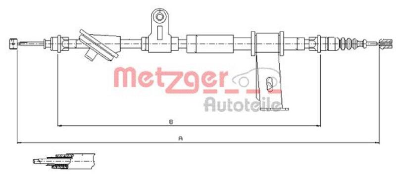 Bild von METZGER Handbremsseil 12.0102 hinten links 1755/1603 COFLE ALFA ROMEO: 159 Sportwagon, 159 Limousine