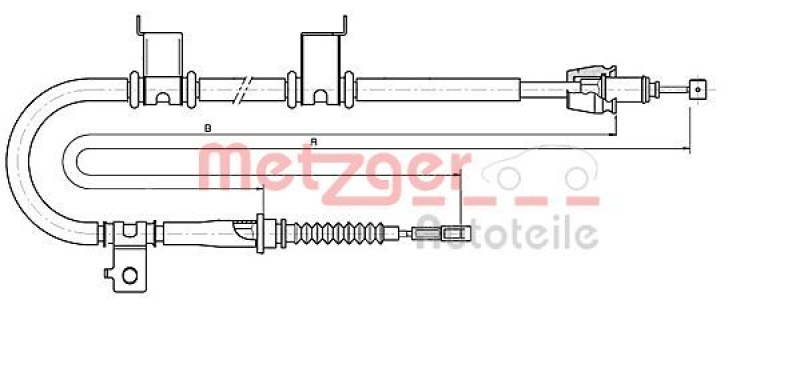 Bild von METZGER 17.6052 Handbremsseil Bremsseil, Seilzug Feststellbremse hinten links 1670/1475 COFLE KIA: cee‘d I Hatchback, cee‘d I Estate