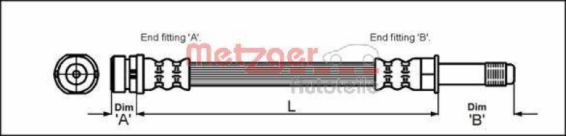 Bild von METZGER 4114678 Bremsschläuche 375 M10 x 1 FORD: MONDEO 2 Kombi, Cougar Coupe, MONDEO 2 Stufenheck