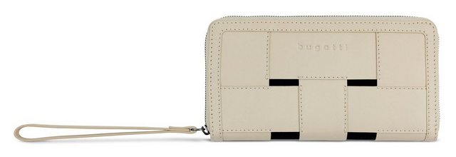 Bild von bugatti Lia Reißverschluss-Damenbörse aus gewebtem Leder, Geldbörse mit RFID in beige