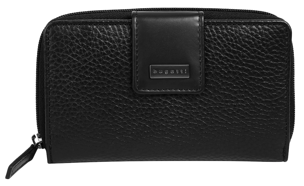 Bild von bugatti Sina Reißverschluss-Damenbörse M aus echtem Leder, Geldbörse für Frauen, schwarz