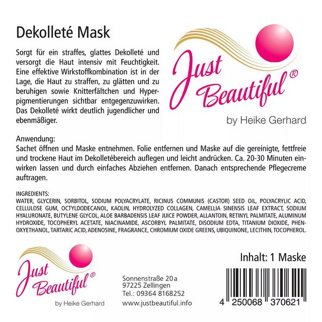 Bild von Just Beautiful® Dekolletee-Maske Just Beautiful® Hydrogel Dekolleté Maske, 1-tlg.