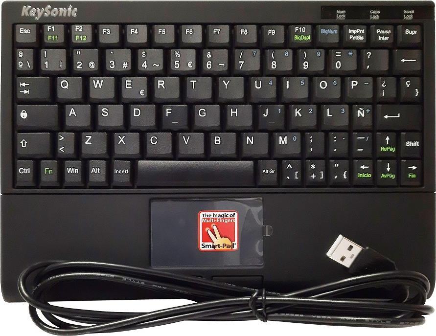 Bild von Tastatur, Super-Mini, Smart-Touchpad, USB, schwarz, Spanisch (ACK-3410 (ESP))