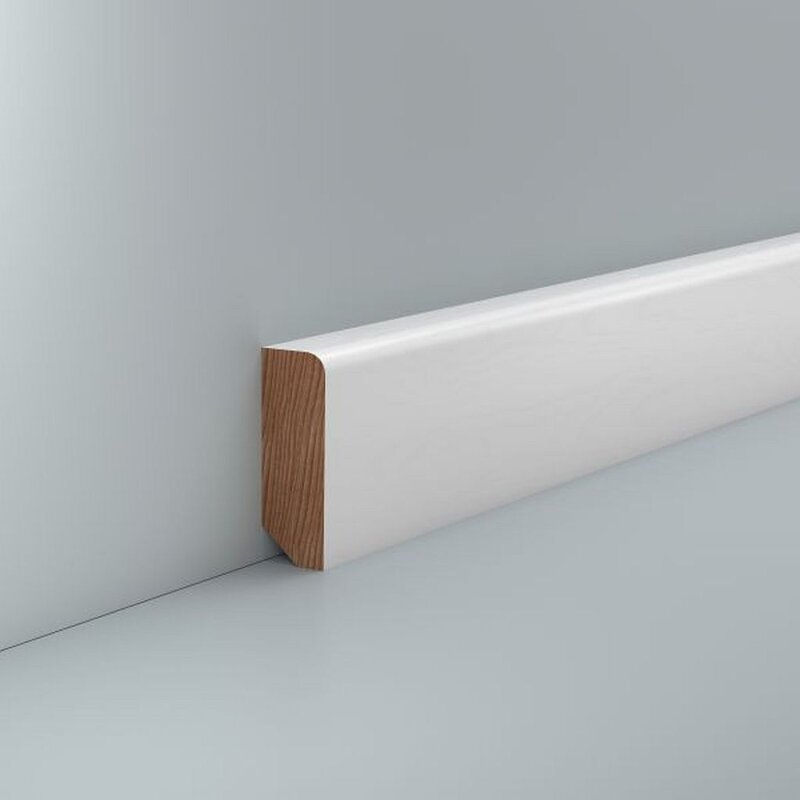 Bild von Sockelleiste "Heidelberg" Massivholz 20 x 58 x 2400 mm Weiß moderne Fußleiste by PROVISTON