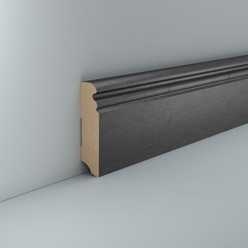 Bild von Südbrock Sockelleiste MDF, 19 x 80 x 2500 mm, Grau, Fußleiste Berliner Profil