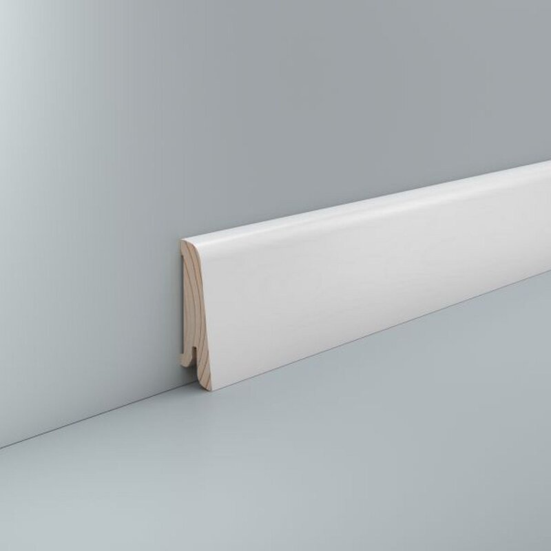 Bild von Südbrock Sockelleiste Sockelleiste weiß Holz 15x60 Furniert RAL 9016 Laminat Parkett, L: 250 cm, H: 6 cm, 1-St.