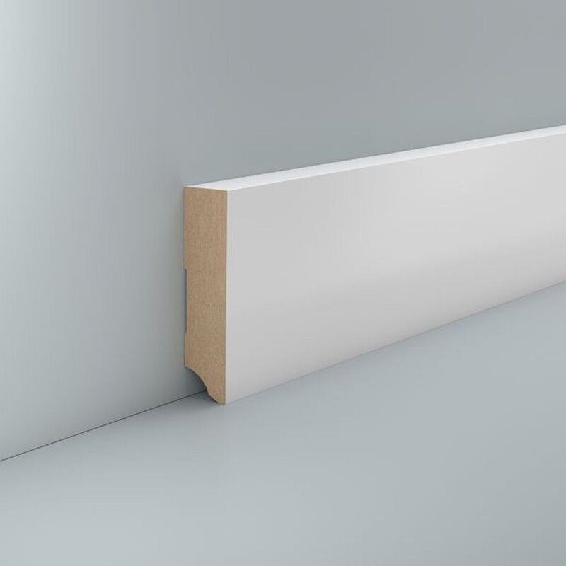 Bild von Südbrock Sockelleiste MDF, 19 x 80 x 2500 mm, Weiß, Fußleiste, MDF foliert