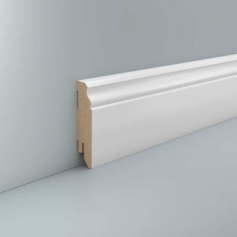 Bild von Südbrock Sockelleiste Sockelleiste weiß MDF 16x78 RAL 9016 Hamburger Profil Fußleiste, L: 250 cm, H: 7.8 cm, 1-St., Profilierte Oberkante