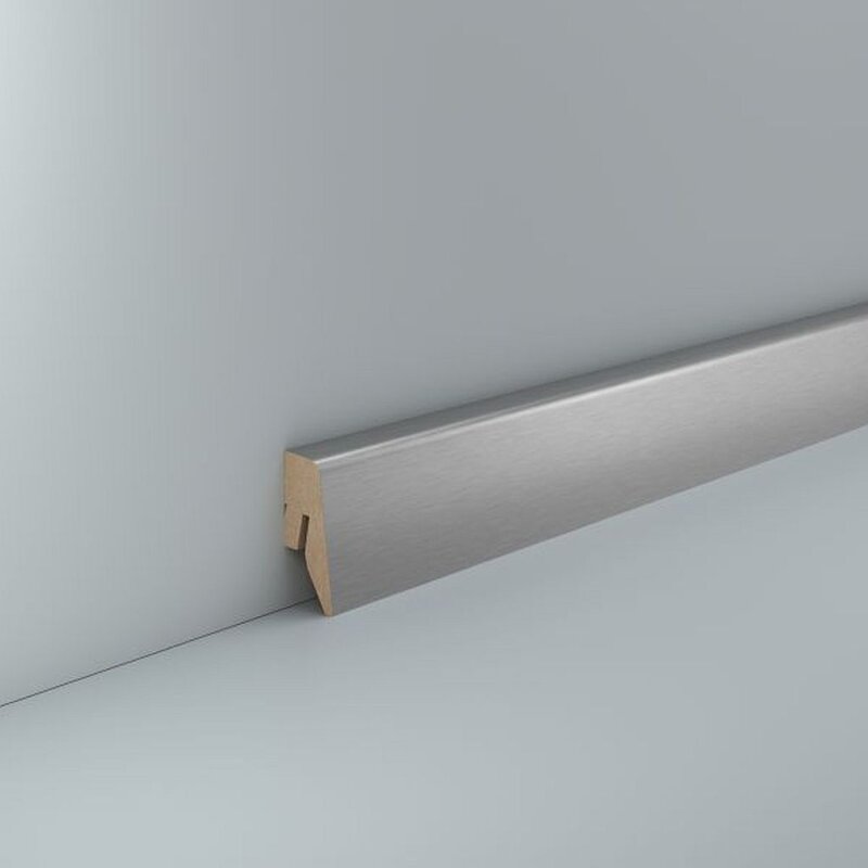 Bild von Südbrock Sockelleiste Sockelleiste Edelstahl 15x40 MDF foliert Fußleiste Dekor Edelstahl, L: 250 cm, H: 4 cm, 1-St.