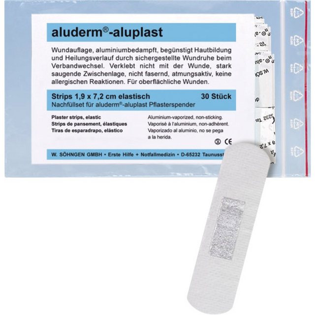 Bild von Söhngen aluderm®-aluplast Nachfüllset Pflasterspender (Pflasterabschnitte 7,2 x 1,9 cm, 30 Stk) 1009911