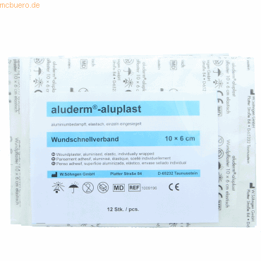 Bild von Elastische Abschnitte einzeln eingesiegelt, verpackt in PE-Beutel. aluderm®-aluplast Wundverbandpflaster. aluderm®-aluplast ist das besondere Wundverbandpflaster mit aluminiumbedampfter aluderm® Wundauflage und Saugvlies. aluderm® verklebt nicht mit der Wunde, fasert nicht, ist stark saugend, kann bei der Hautbildung und Heilung helfen, ist atmungsaktiv. aluderm®-aluplast elastisch: Trägermaterial hochelastisches Polyestervlies, weiß, besonders hautfreundlich, gut luftdurchlässig, wasserabweisend. Der Polyacrylatkleber wird durch Körperwärme zusätzlich aktiviert. Besonders anschmiegsam, passt sich allen Bewegungen an, hypoallergen, reizfrei. Auch für Personen mit empfindlicher Haut oder flasterallergien besonders geeignet. aluderm®-aluplast Wundverbandpflaster sind einzeln hygienisch eingesiegelt. Die Einzelverpackung bietet bedarfsgerechte Entnahme, sichere Aufbewahrung, schützt vor Verschmutzung, erhöht Lagerfähigkeit und Haltbarkeit. (1009196)