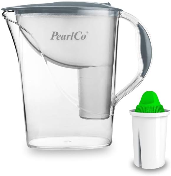 Bild von Standard-Wasserfilter PearlCo (blau) mit 1 Classic Filterkartuschen - Reduzierung von Kalk, Chlor, Blei & Kupfer - kompatibel zu Brita Classic - Made in EU