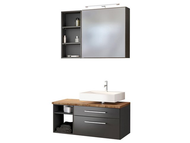 Bild von HELD MÖBEL Unterbecken-Set »Davos«, BxHxT: 90 x 200 x 47 cm - grau