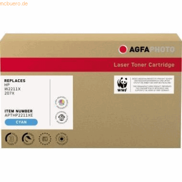 Bild von AGFAPHOTO Toner cyan wie HP W2211X 207X 2.45K AgfaPhoto APTHP2211XE, Toner