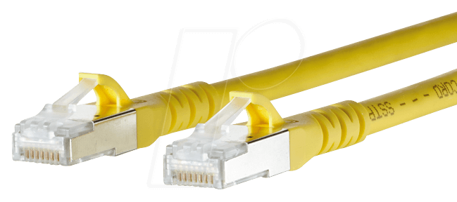 Bild von Metz Connect 1308453077-E RJ45 Netzwerkkabel, Patchkabel CAT 6a S/FTP 3.00m Gelb mit Rastnasenschutz