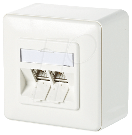 Bild von Metz Connect C6Amodul 2 Port 180° AP-Dose Netzwerk-Panel (bestückt, 2 Ports, reinweiß RAL9010)