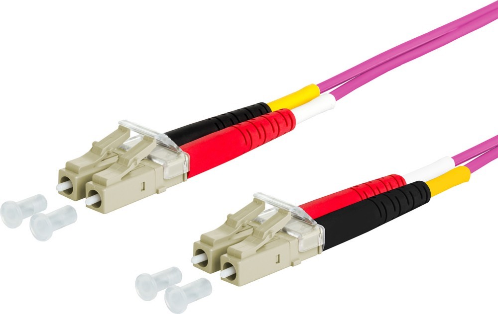 Bild von METZ CONNECT 151S1JOJO20E. Kabellänge: 2 m, Lichtleitertyp: OM4, Anschluss 1: 2x LC, Anschluss 2: 2x LC, Lochdurchmesser: 50 µm, Steckerverbindergeschlecht: Männlich/Männlich, Kabelfarbe: Pink (151S1JOJO20E)