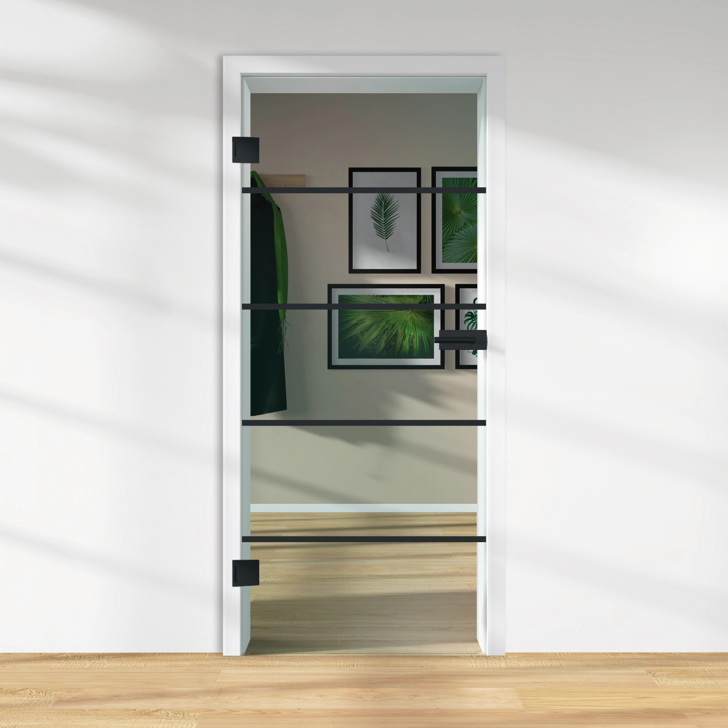 Bild von Glasdrehtür ESG Klarglas Dekor Siebdruck 76/16 DIN Links 1972 x 834 x 8 mm