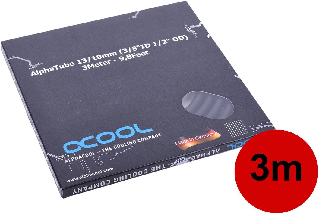 Bild von Alphacool AlphaTube 18417 Schlauch HF 13/10 (3/8 Zoll ID), UV-Schwarz, 3 m (9,8 Fuß) Einzelhandelsverpackung, Wasserkühlungsschlauch