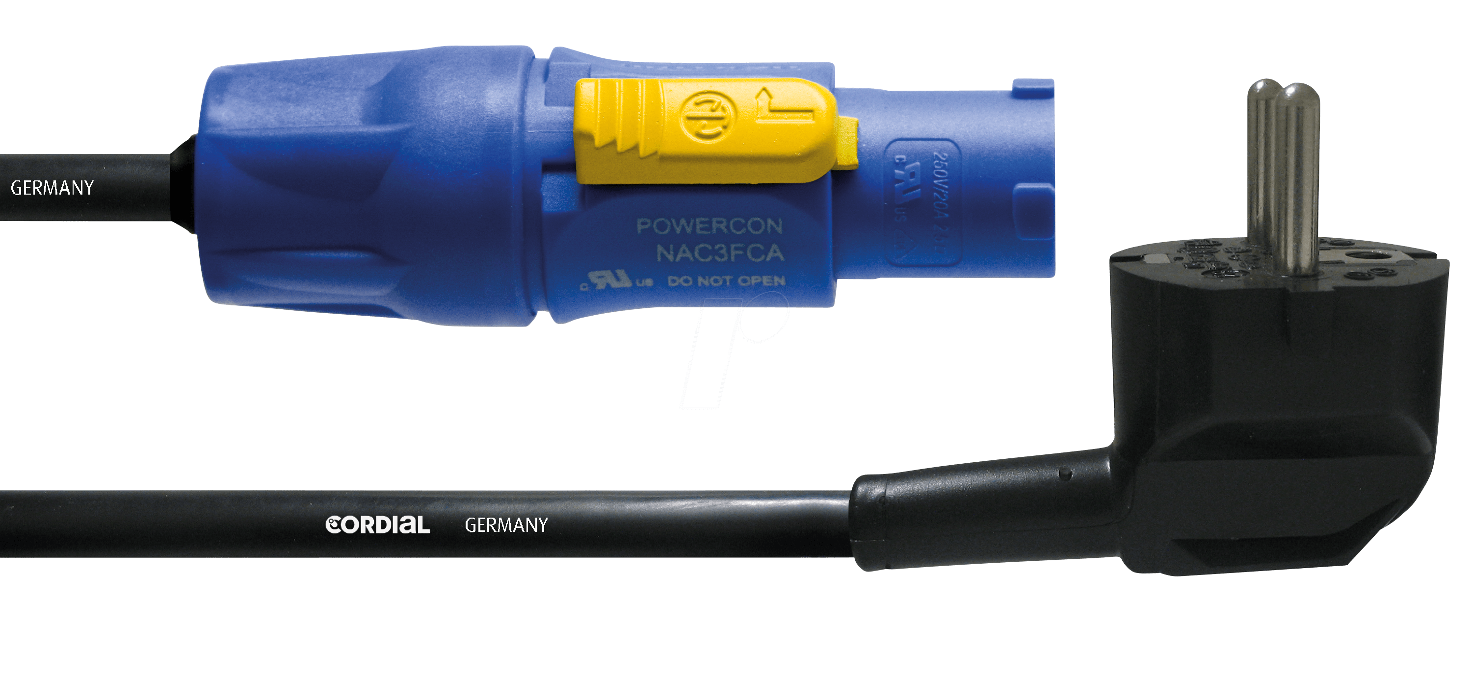 Bild von Cordial CFCA 1,5 SRC Strom Anschlusskabel [1x Schutzkontakt-Stecker - 1x PowerCon-Stecker] 1.50m Bla
