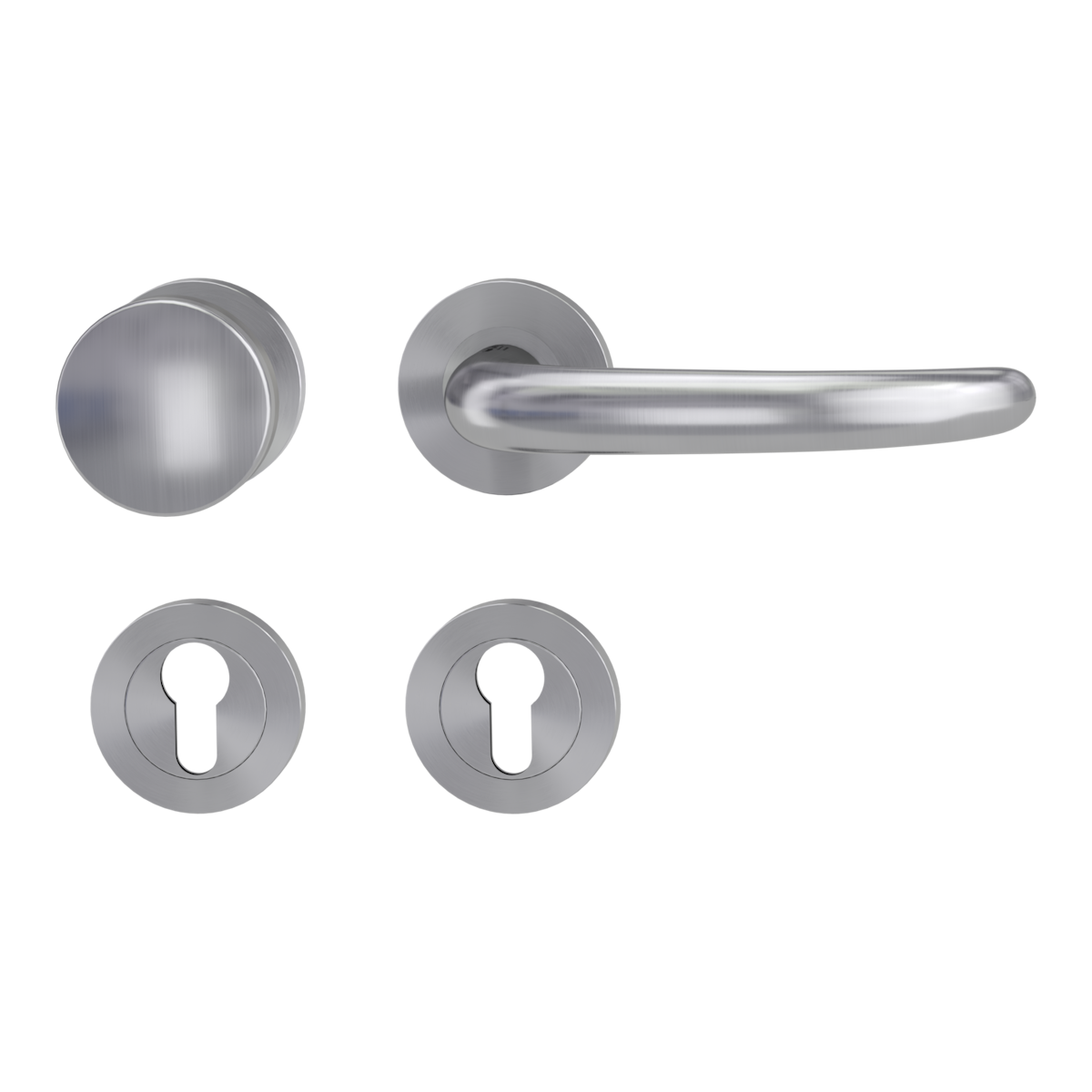 Bild von Griffwerk ULMER GRIFF PROF | DESIGN MANUFAKTUR  FS Panik Edelstahl matt -Rosettengarnitur -Schraubt. Knopf R2 -WR -Stift 9mm -TS 38-50mm