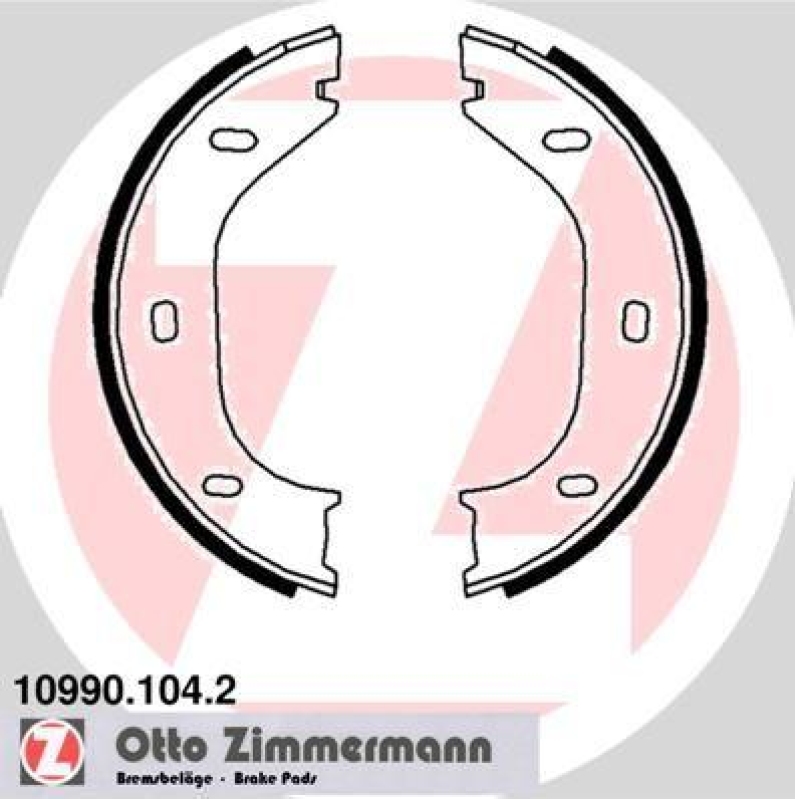 Bild von ZIMMERMANN 10990.104.2 Handbremsbeläge Handbremsbacken, Bremsbackensatz, Feststellbremse Foto entspricht Lieferumfang, ohne Zubehör