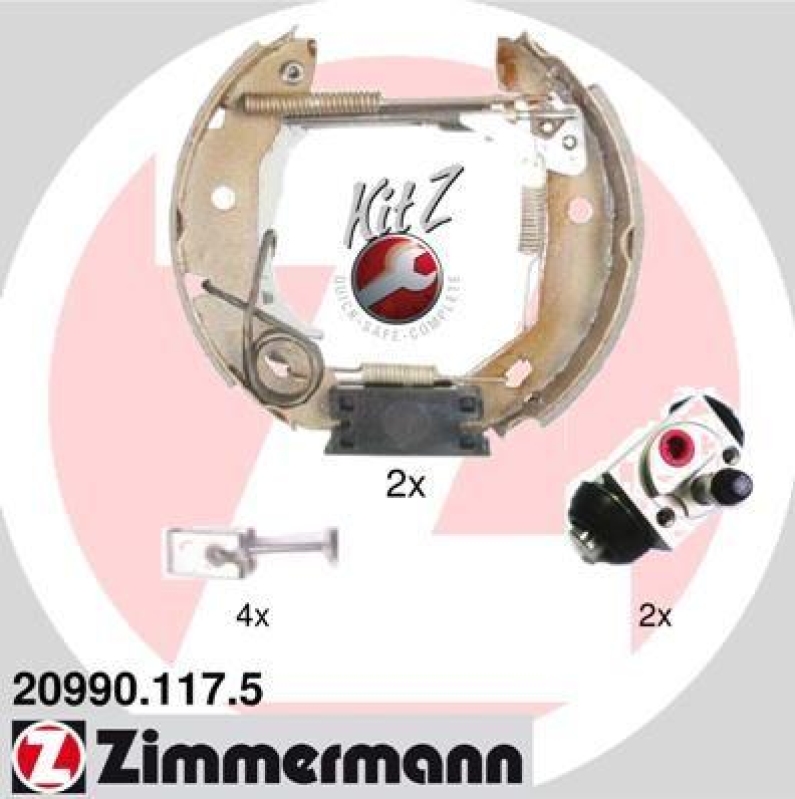 Bild von ZIMMERMANN KIT Z 20990.117.5 Bremsensatz, Trommelbremse mit Radbremszylinder, Foto entspricht Lieferumfang MERCEDES-BENZ: A-Class