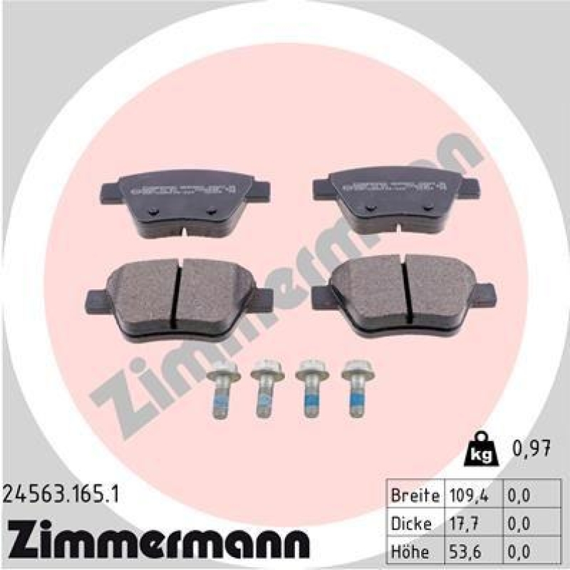 Bild von ZIMMERMANN Bremsbelagsatz, Scheibenbremse hinten rechts links Foto entspricht Lieferumfang für VW SKODA (SVW) (FAW) AUDI VAG JZW698451Q 5K0698451C 2K5