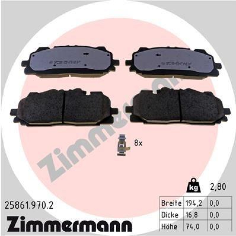 Bild von ZIMMERMANN 25861.970.2 Bremsbelagsatz Bremsbeläge, Bremsklötze, Bremssteine AUDI: Q7, A8, A4 B9 Avant, VOLKSWAGEN: Touareg III, CUPRA: Formentor SUV