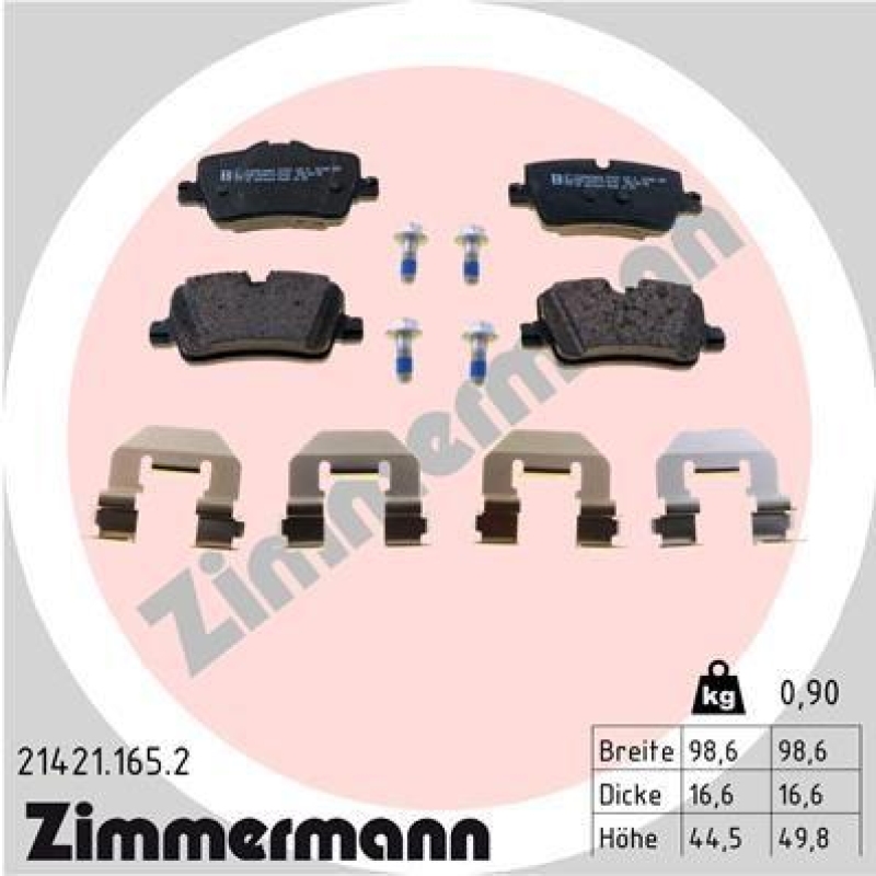 Bild von ZIMMERMANN Bremsbelagsatz für Verschleißwarnanzeiger vorbereitet 21421.165.2 Bremsbeläge,Bremsklötze BMW,3 Touring (G21),3 Limousine (G20)
