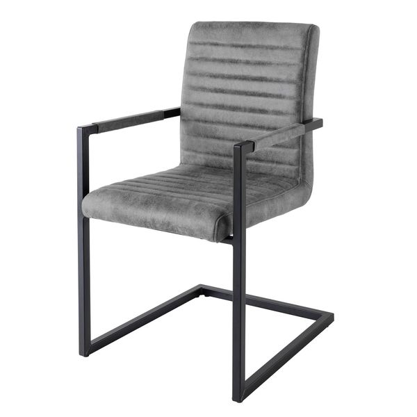 Bild von riess-ambiente Freischwinger LOFT vintage grau / schwarz (Einzelartikel, 1 St), Esszimmer · Microfaser · Metall · mit Armlehne · Industrial