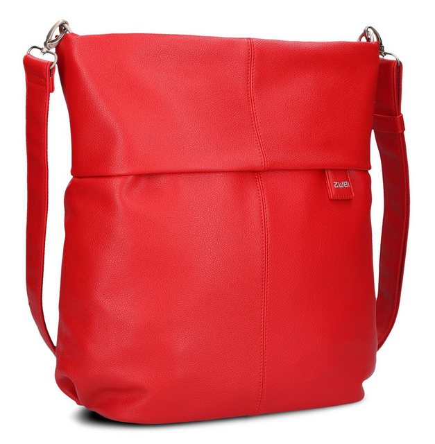 Bild von Zwei Damen Handtasche Mademoiselle.M M140 Umhängetasche 12 Liter klassische Crossbody Bag aus weichem Kunstleder, DIN-A4 passend, große Tasche für die Arbeit, Büro oder Uni (cherry)