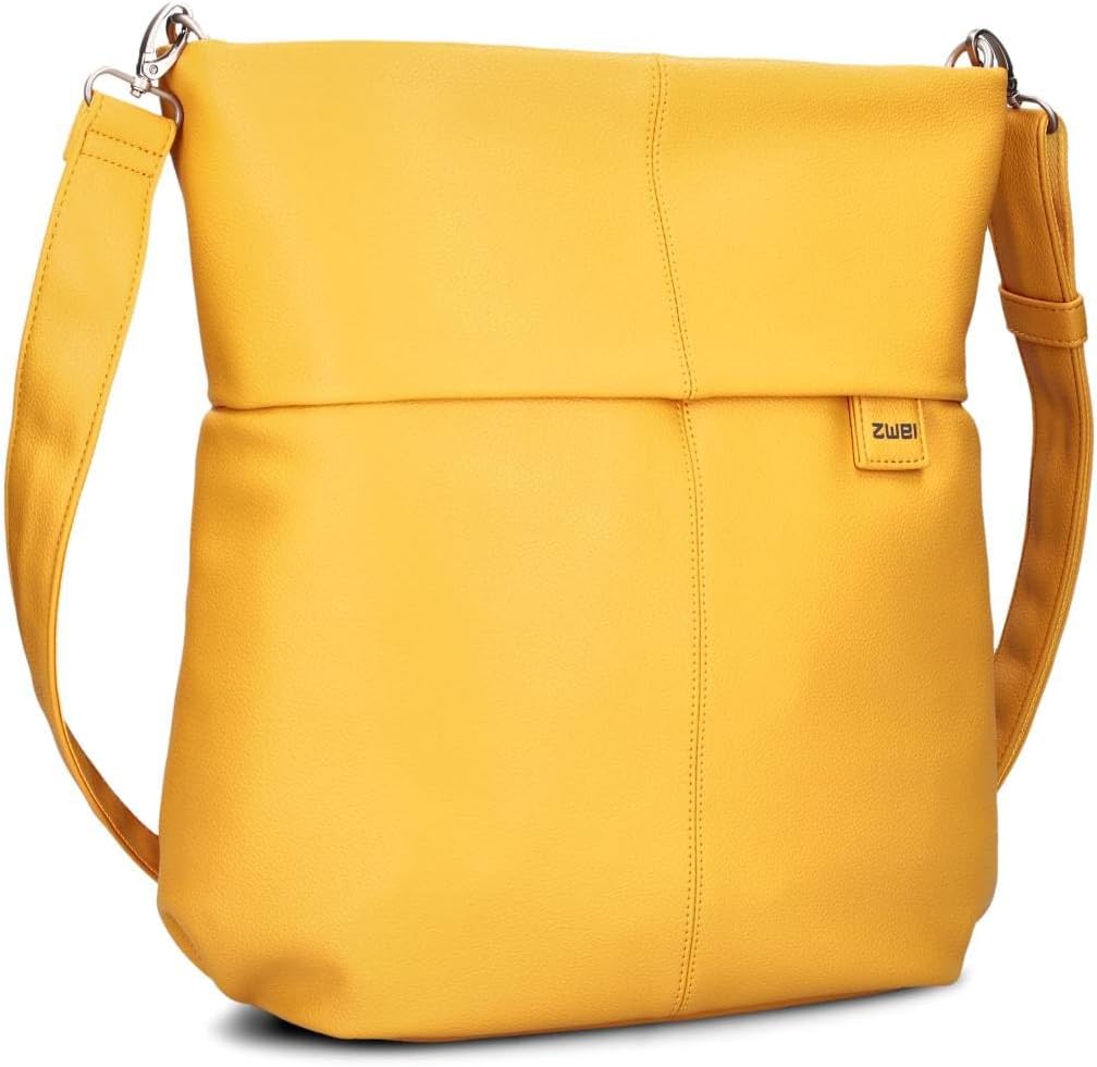 Bild von Zwei Damen Handtasche Mademoiselle.M M140 Umhängetasche 12 Liter klassische Crossbody Bag aus weichem Kunstleder, DIN-A4 passend, große Tasche für die Arbeit, Büro oder Uni (nubuk-cappuccino)