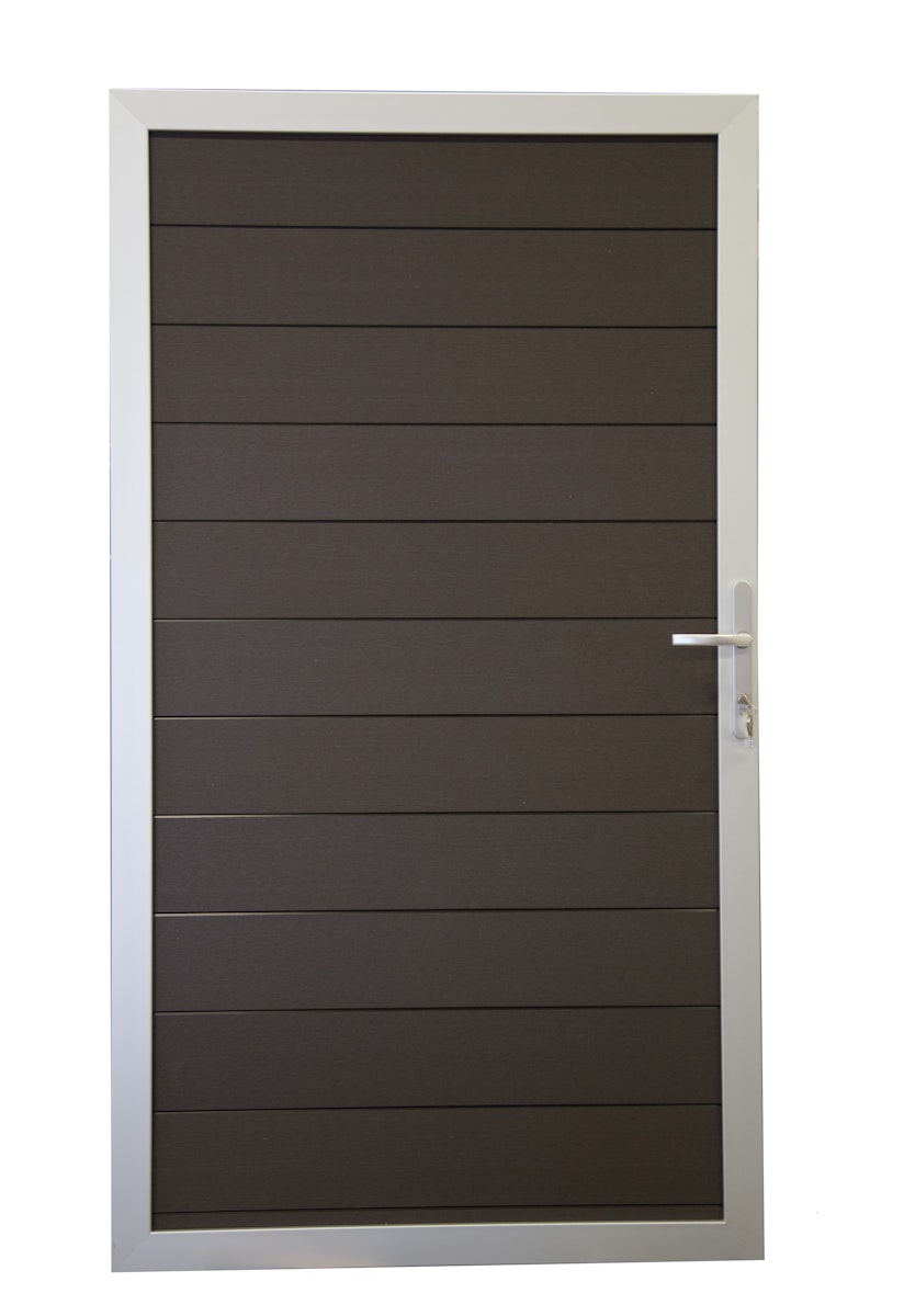 Bild von GroJaSolid Steckzaun Tor Farbe: Anthrazitgrau Maß: 100x180cm Universal-DIN, Rahmen: Silber