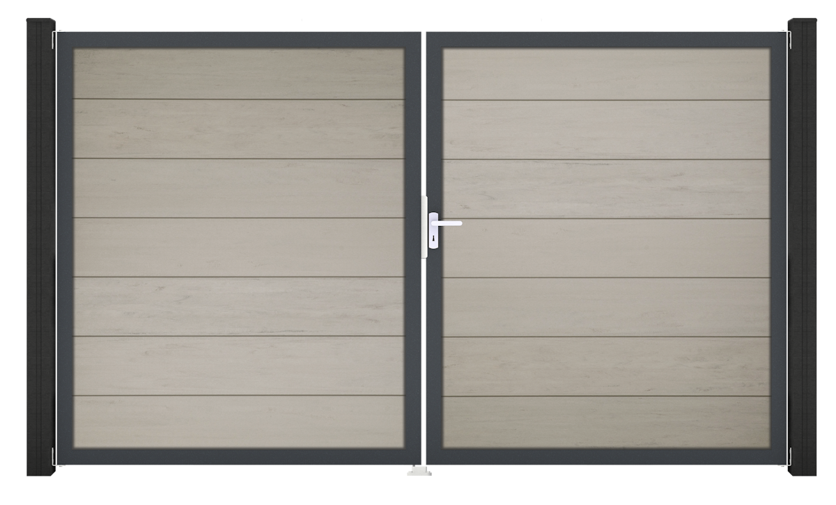 Bild von GroJa Solid Grande Tor Schwarz co-ex DIN rechts 300x180x4 cm Alu-Rahmen DB 703, 2-flügelig