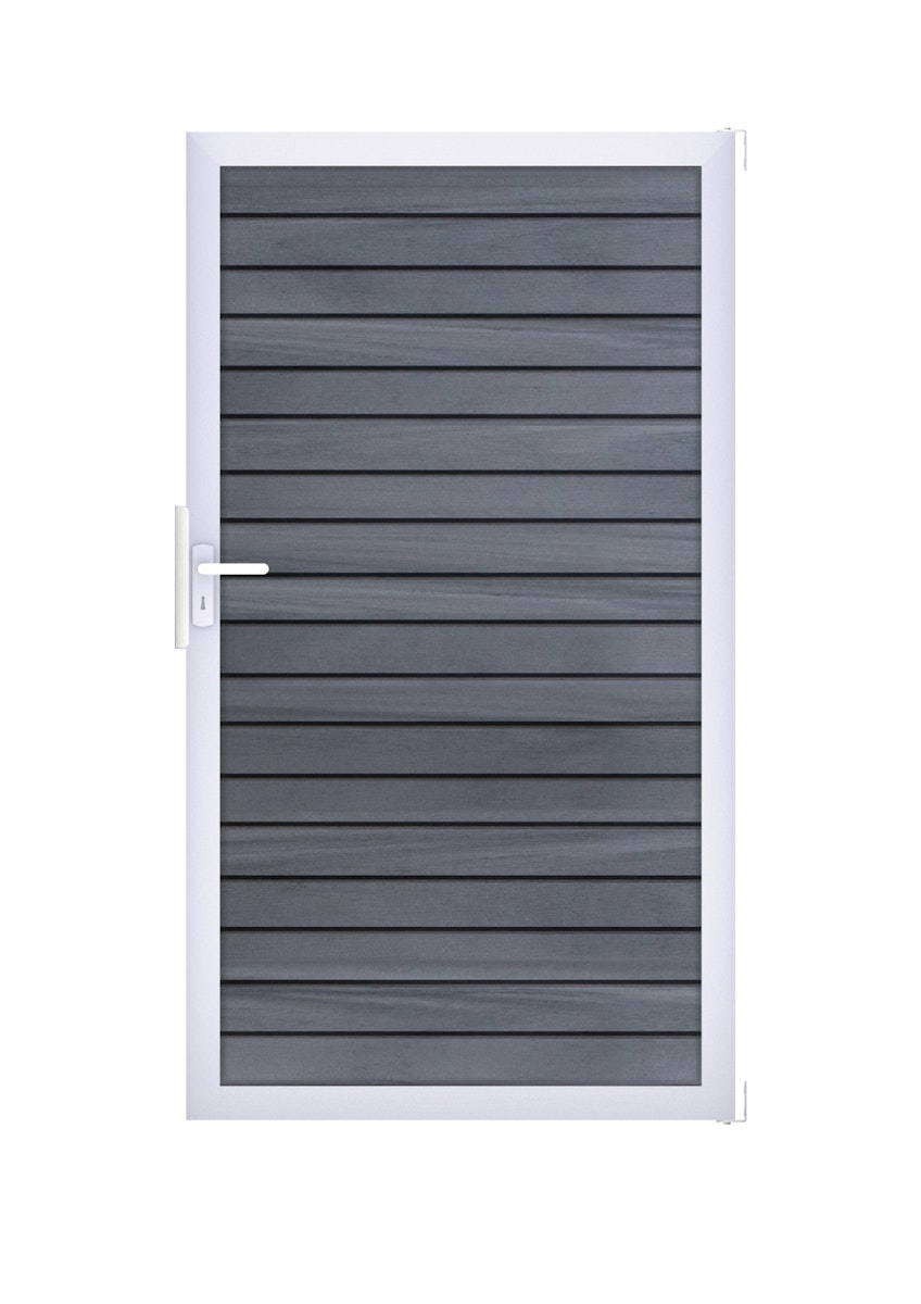 Bild von GroJa Einzeltor Solid Rhombus BPC-Steckzaun Bi-color co-extrudiert, Silber EV1