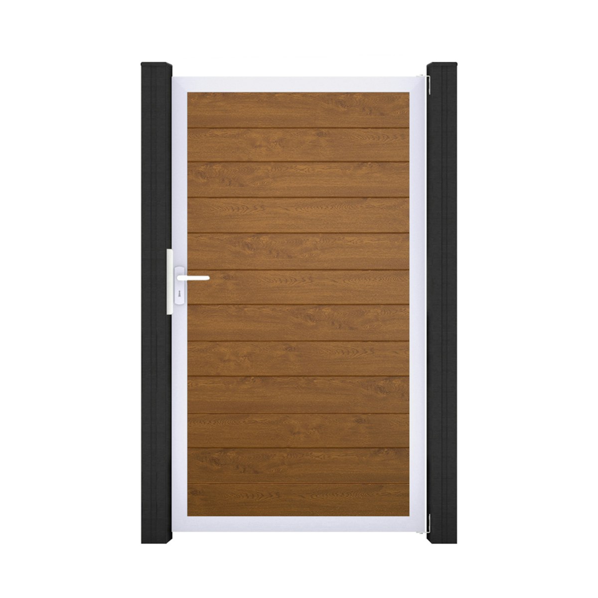 Bild von GroJa BasicLine PVC Stecksystem schmal Universal Einzeltor mit Alurahmen golden_oak