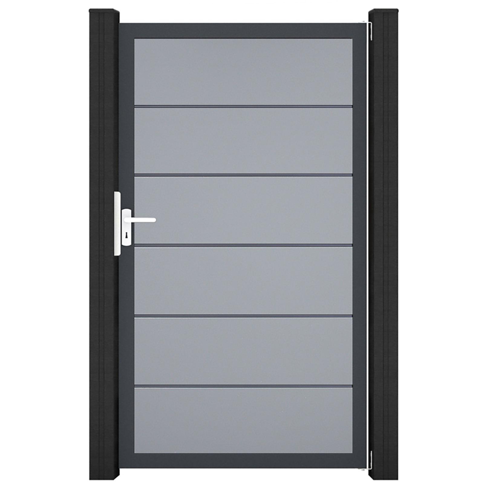 Bild von GroJa BasicLine PVC Stecksystem Premium Universal Einzeltor mit Anthrazitrahmen silbergrau