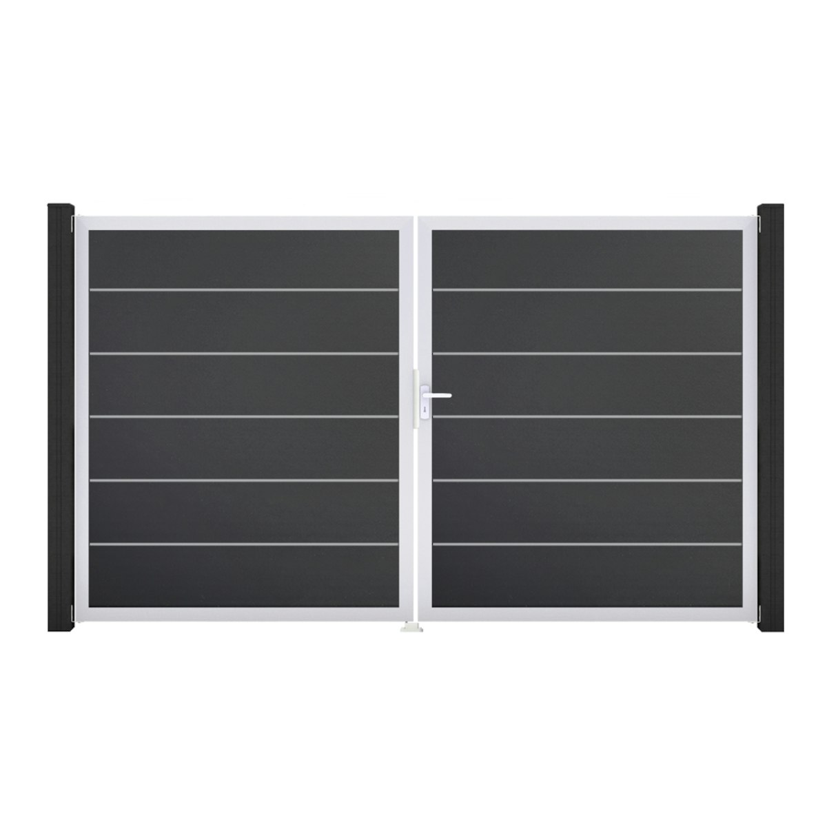 Bild von GroJa BasicLine PVC Stecksystem Premium Doppeltor mit Alurahmen 3000 x 1800 mm anthrazitgrau DIN Rechts