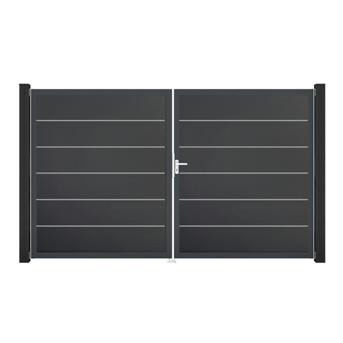 Bild von GroJa BasicLine PVC Stecksystem Premium Doppeltor mit Antrazitrahmen 3000 x 1800 mm weiss DIN Links