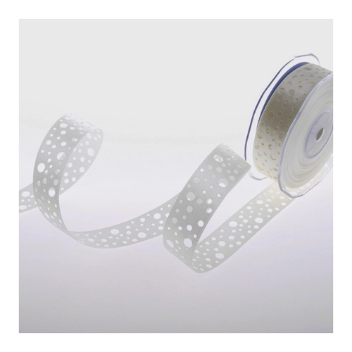 Bild von Satinlochband Creme - 25 mm Breite auf 20 m Rolle